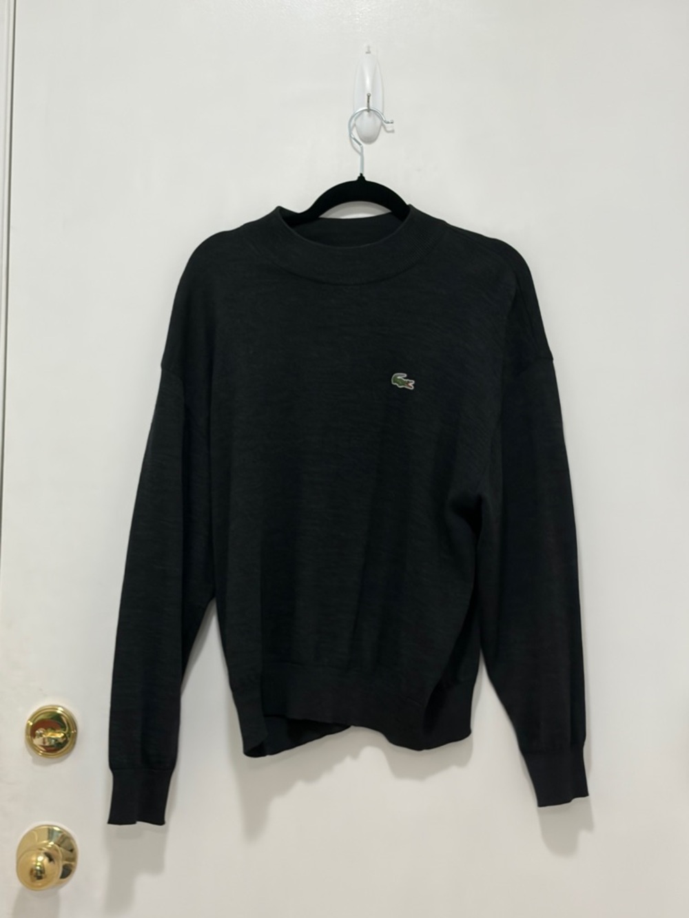 Lacoste Men's Black Wool Crewneck Sweater